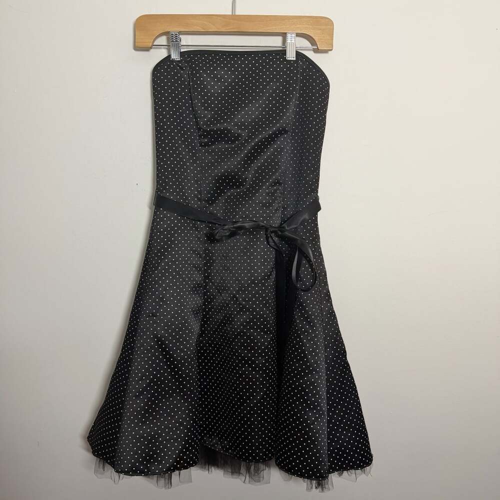 Jessica McClintock for Gunne Sax Black White Polka Dot Dress